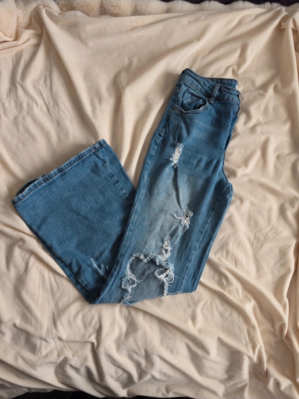 Rue21 Blue Distressed Flare Jeans